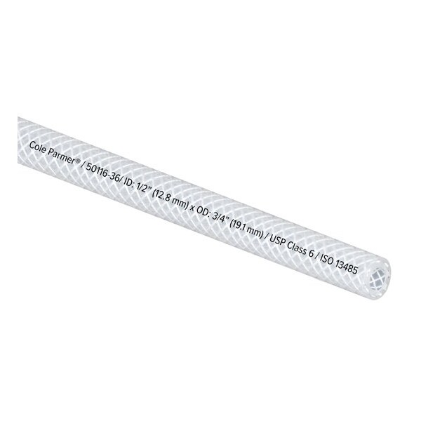 Cole Parmer Reinforced TPE Tubing, Clear, 1/2in ID x 3/4in OD; 25 Ft CP-FLXCBR8-12-25 - main